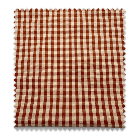 Retal tela seersucker vichy melocotón y teja algodón