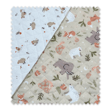 tela acolchada doble cara bosque y capibara fondo blanco infantil cálida para bebé