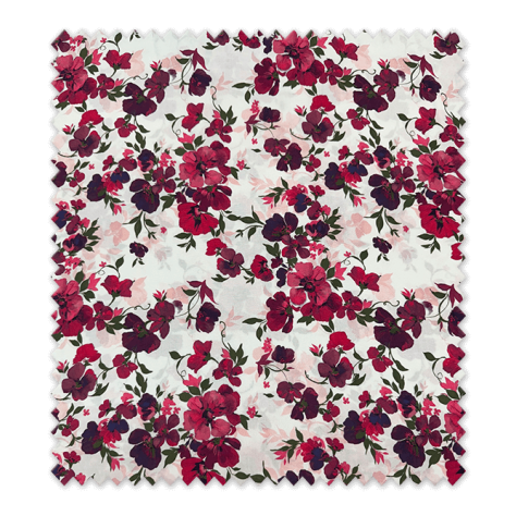 Tela de Viscosa Flores Fucsia y Morado Fondo Crudo especial moda