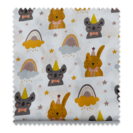 Popelín Animales Fiesta y Arcoíris para los diseños más divertidos.