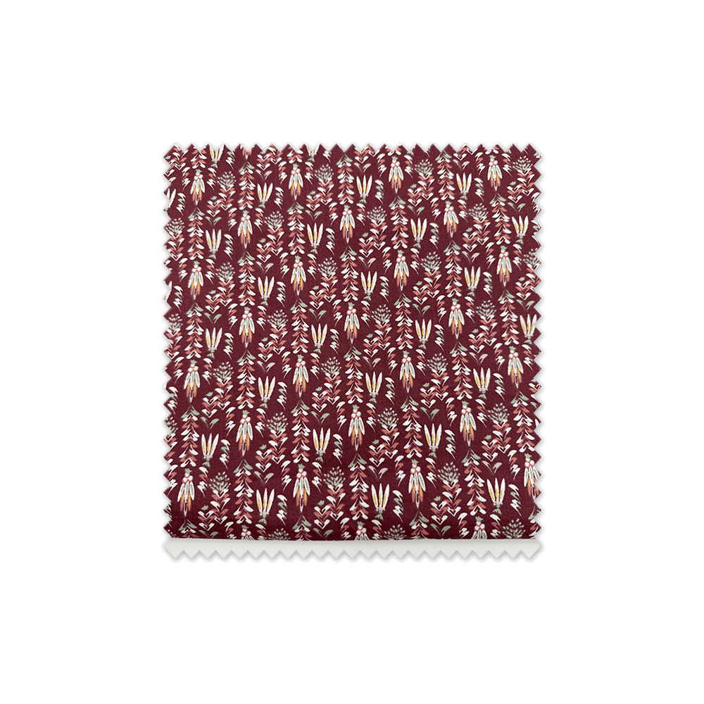 Comprar telas  Algodón 100% Flores Étnicas Fondo Granate