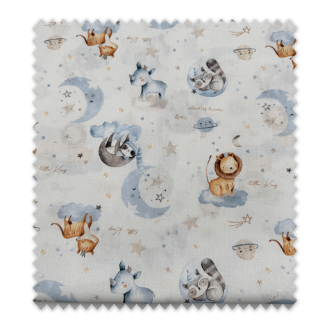 Telas de Algodón 100% Animales y Nubes Azul infantiles