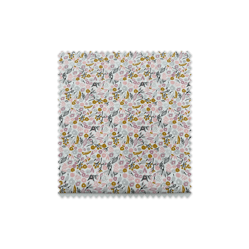 Comprar telas de Popelín Flores Rosa, Mostaza y Antracita