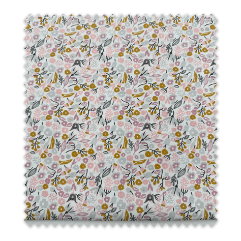 Comprar telas de Popelín Flores Rosa, Mostaza y Antracita