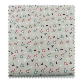 Comprar telas de Popelín Pájaros Fondo Gris Claro