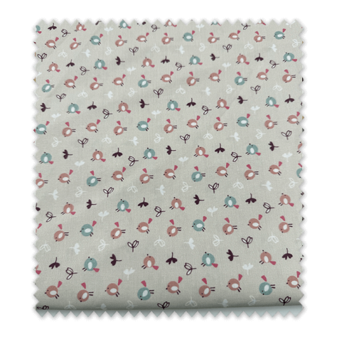 Comprar telas de Popelín Pájaros Fondo Gris Claro