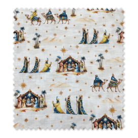 Tejido de decoración navideña con los Tres Reyes Magos