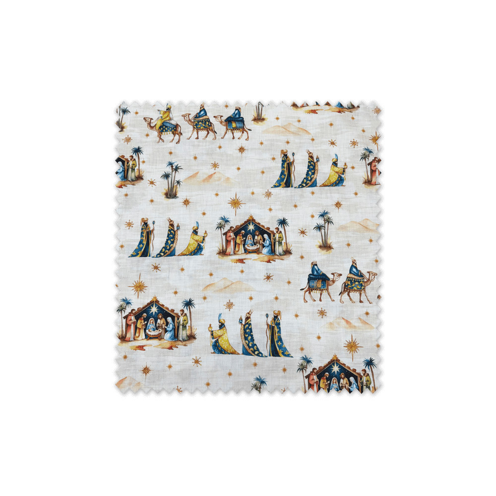 Tejido de decoración navideña con los Tres Reyes Magos