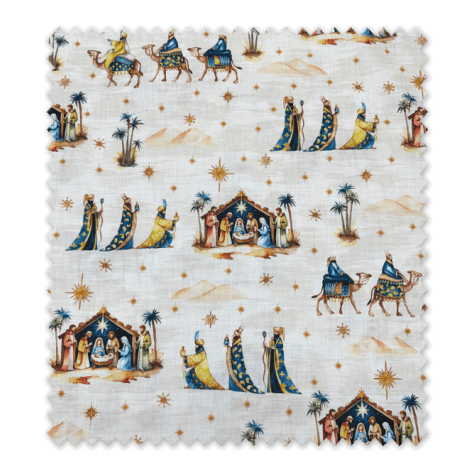 Tejido de decoración navideña con los Tres Reyes Magos