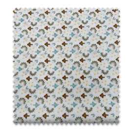 Popelín Arcoíris y peces Verde Agua y Camel