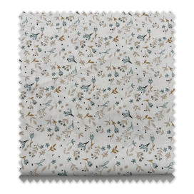 Comprar telas de Algodón 100% Flores y Hojas Azules y Camel