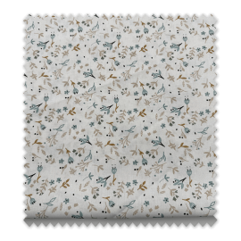 Comprar telas de Algodón 100% Flores y Hojas Azules y Camel