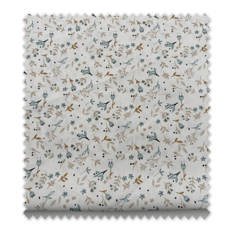 Comprar telas de Algodón 100% Flores y Hojas Azules y Camel