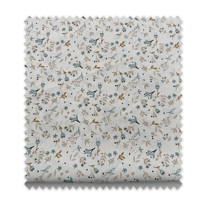 Comprar telas de Algodón 100% Flores y Hojas Azules y Camel