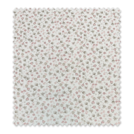 Comprar Tejido algodón con flores rosa y motivos grises