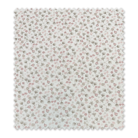 Comprar Tejido algodón con flores rosa y motivos grises