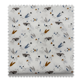 Comprar Retal 0,60m Algodón 100% Mapaches Azul y Teja