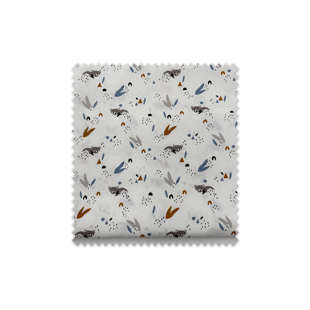 Comprar Retal 0,60m Algodón 100% Mapaches Azul y Teja