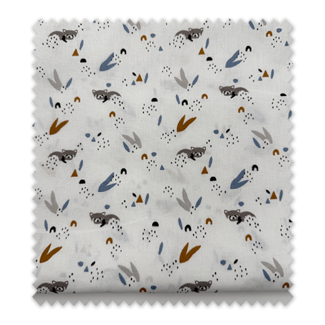 Comprar Retal 0,60m Algodón 100% Mapaches Azul y Teja