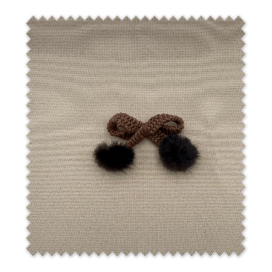 Lazo de lana marrón con pompones decorativos para costura y manualidades