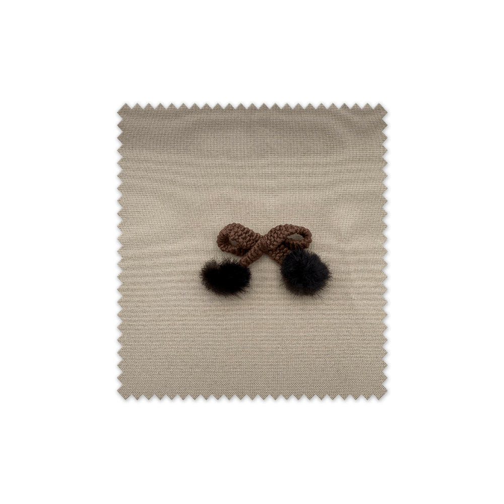 Lazo de lana marrón con pompones decorativos para costura y manualidades