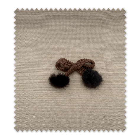 Lazo de lana marrón con pompones decorativos para costura y manualidades