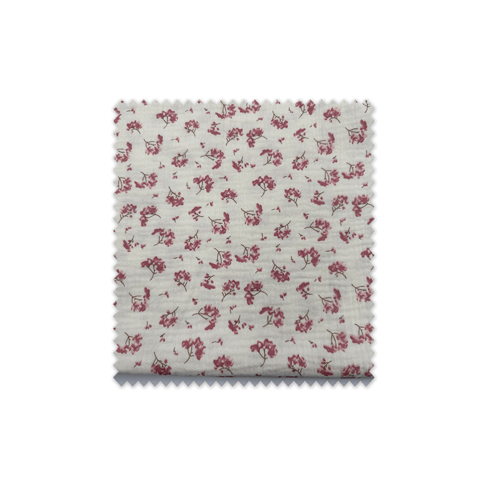 retal doble gasa algodón 100% flores empolvadas fondo crudo