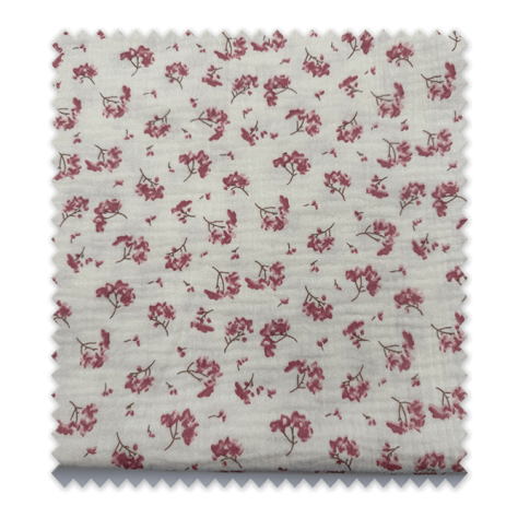 retal doble gasa algodón 100% flores empolvadas fondo crudo