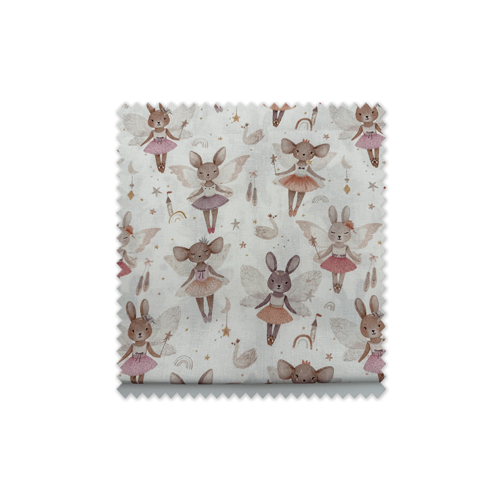 retal algodón ratitas hadas rosa empolvado infantil