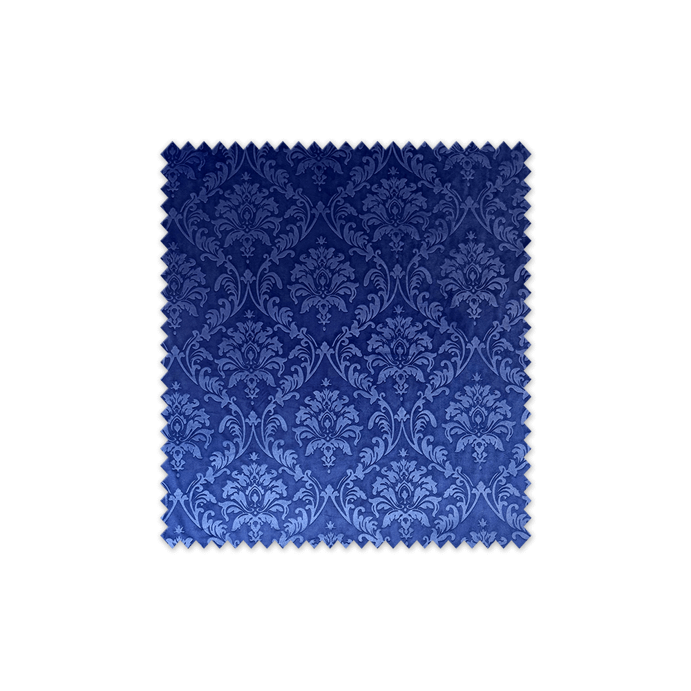 Tela de terciopelo gofrado azulón con relieve y brillo para confección y decoración