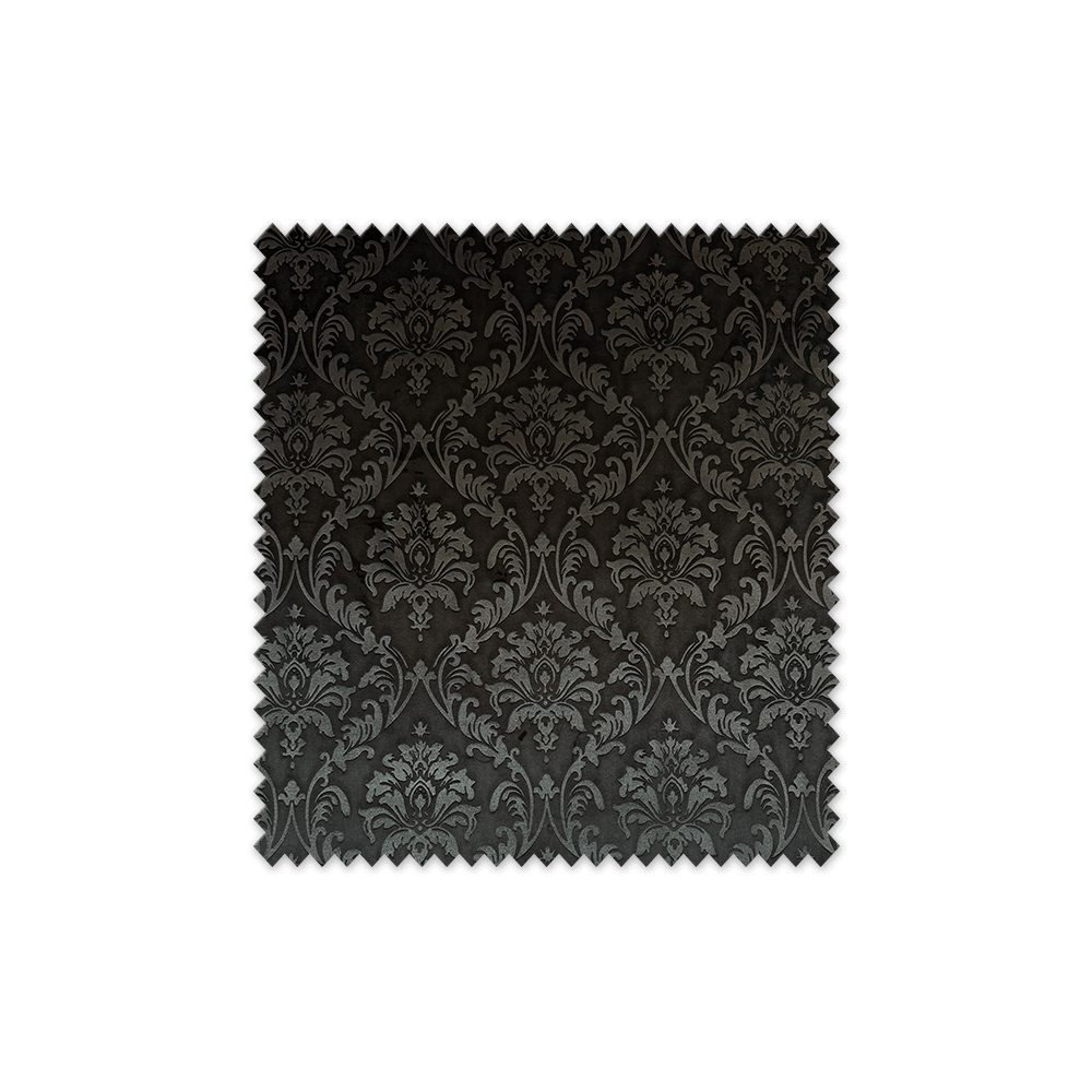 Tela de terciopelo gofrado negro con relieve y brillo para confección y decoración