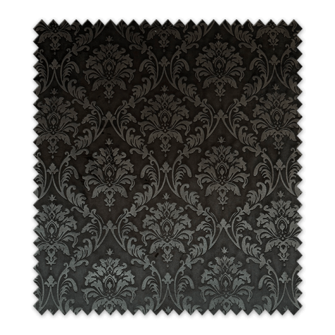 Tela de terciopelo gofrado negro con relieve y brillo para confección y decoración