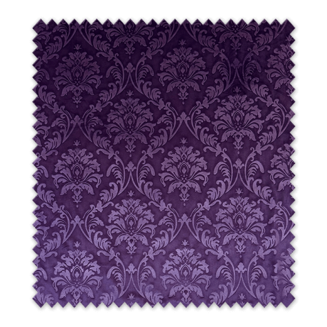 Tela de terciopelo gofrado morado con textura y brillo a precios de almacén