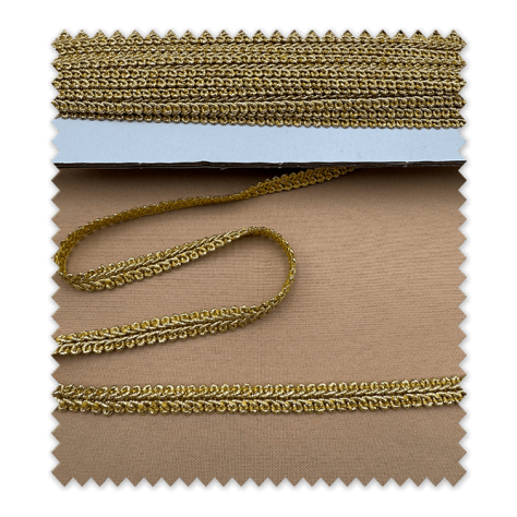 Rollo de pasamanería brillo oro doble cordón paralelo de 25 metros