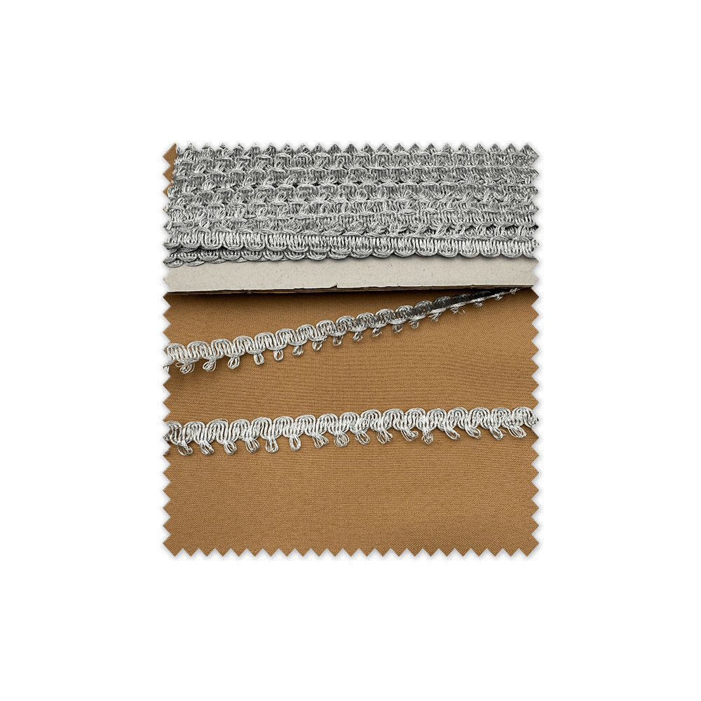 Rollo pasamanería ondas extra plata con brillo 25 metros