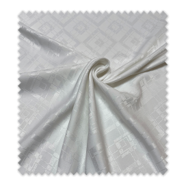 Tejido resistente para manteles con dibujo geométrico blanco