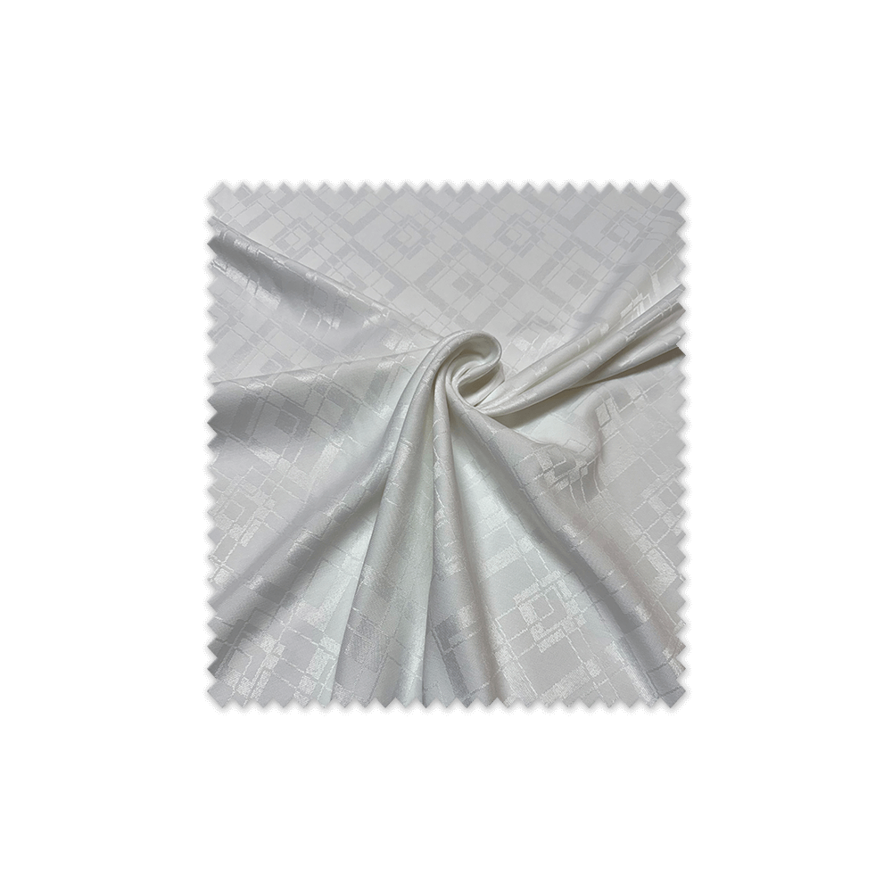 Tejido resistente para manteles con dibujo geométrico blanco