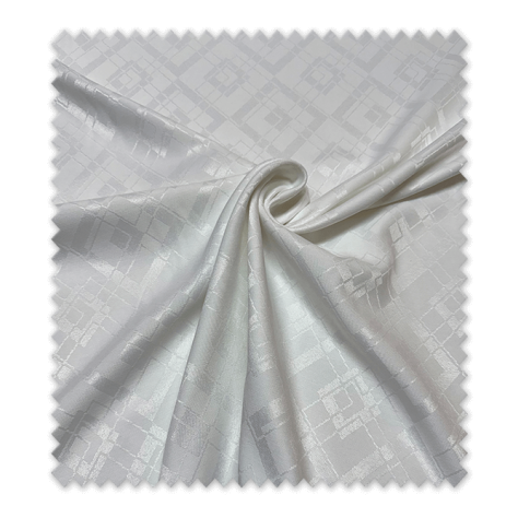 Tejido resistente para manteles con dibujo geométrico blanco