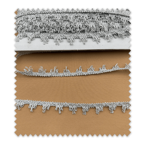 pasamanería brillo plata diseño cascadas rollo 25 metros