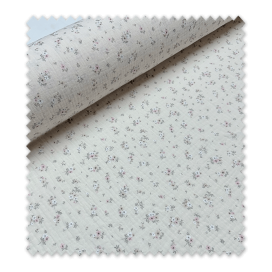 muselina estampada flores tonos rosa sobre beige
