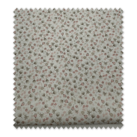 Detalle tejido popelín floral rosa y gris para costura infantil