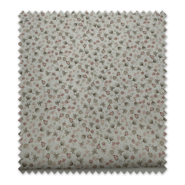 Detalle tejido popelín floral rosa y gris para costura infantil