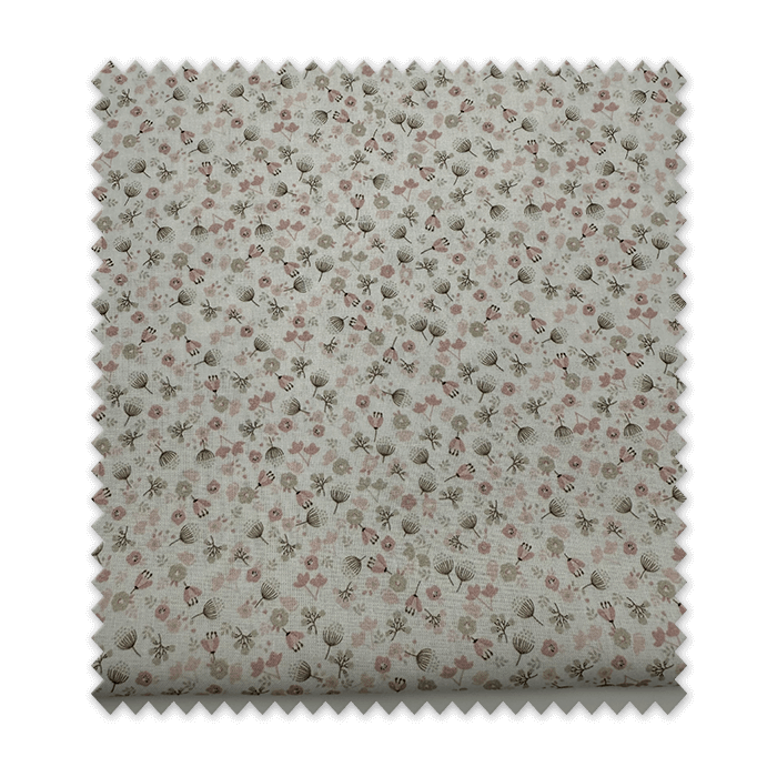 Detalle tejido popelín floral rosa y gris para costura infantil