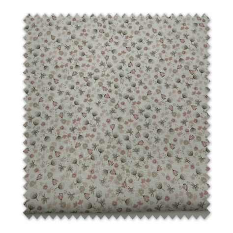 Detalle tejido popelín floral rosa y gris para costura infantil