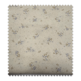 retal viella algodón orgánico flores azul fondo beige
