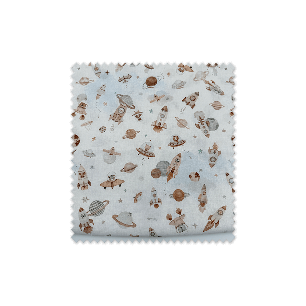 retal tela algodon universo infantil marrón