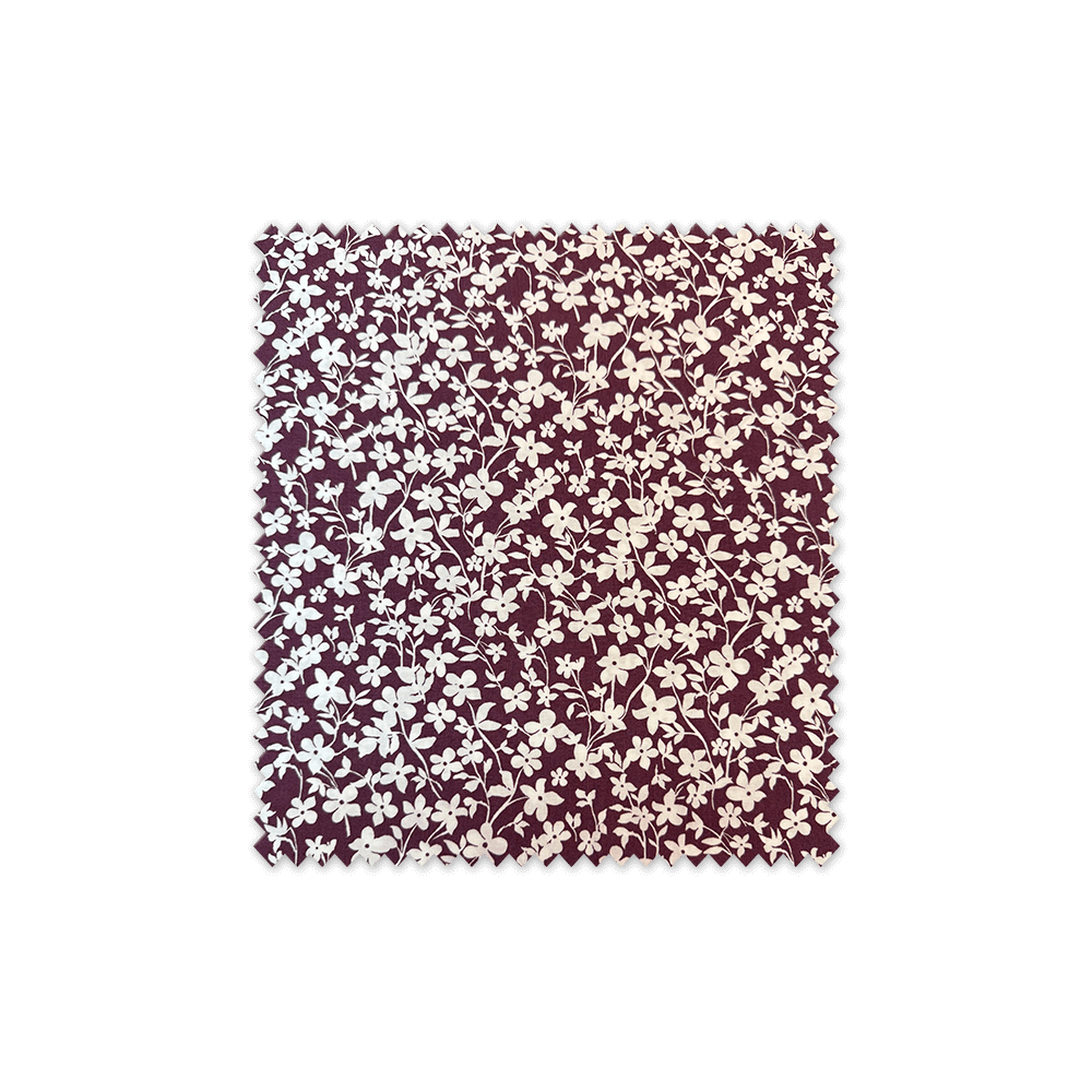 tela viscosa morada flores blancas fluida al mejor precio