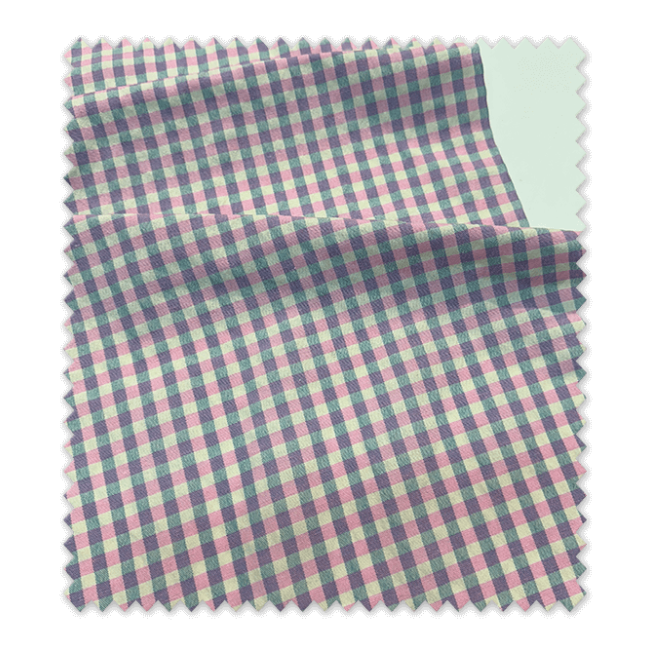 Tela Cuadro Vichy Azul y Rosa Seersucker | Algodón Bicolor Textura Arrugada