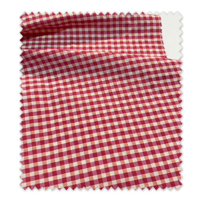 Comprar Tela Cuadro Vichy Fucsia y Mantequilla Seersucker | Tejido Bicolor Vichy