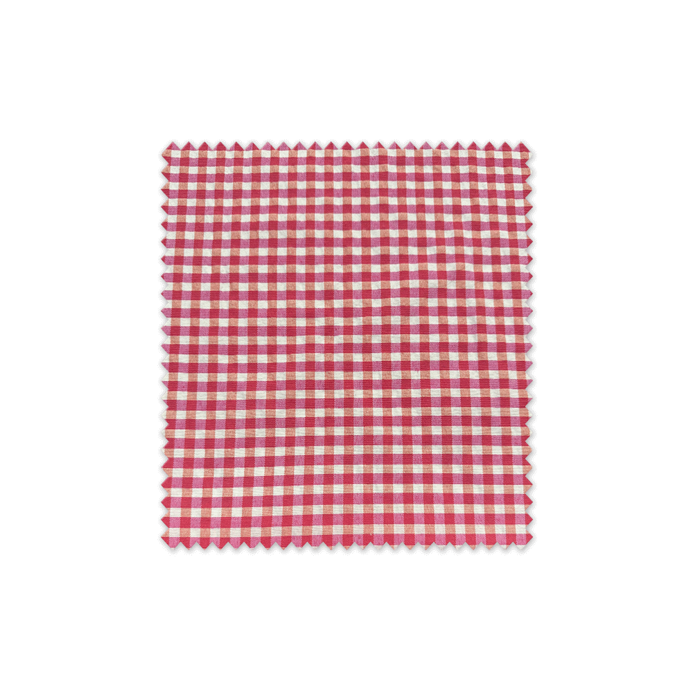 Tela cuadro vichy fucsia y mantequilla seersucker textura arrugada